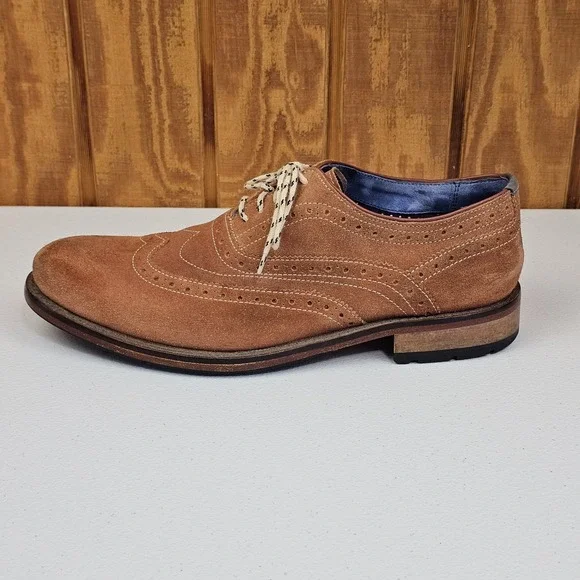 Ted Baker London Guri Mens Sz 10 Suede Wingtip Brogue Oxford Shoes Brown - Picture 4 of 11